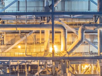 close up view of pipes in a powerplan