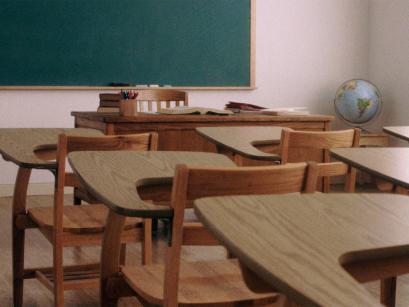 classroom with desks 