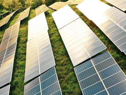 Solar panels in field