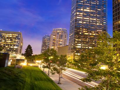 Buildings in Los Angeles at night