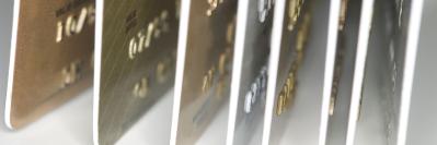 Debit cards stacked
