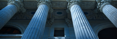 Low angle view of ornate building with pillars