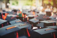 Close view of graduation caps